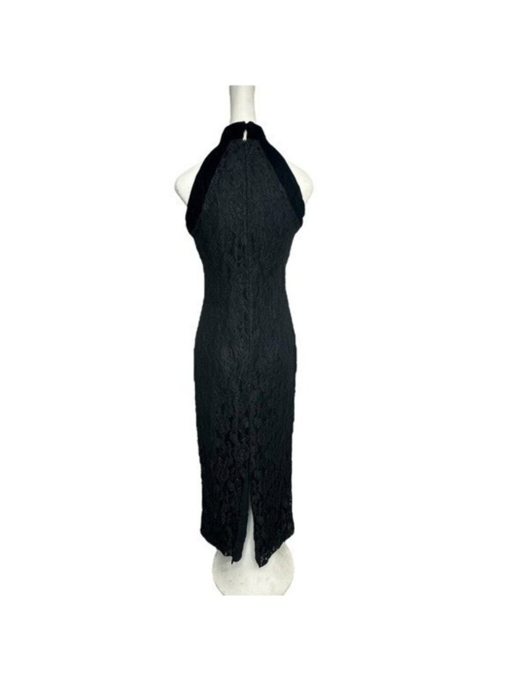 Vintage Moda Spiegel 4 Lace Gown 90s High Neck Black Velvet Y2K Formal Dress - Picture 4 of 12